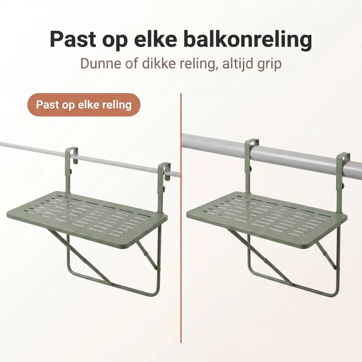 Lomera Balkontafel Hangend - Inklapbare Hangtafel voor Balkon - Klaptafel in Hoogte Verstelbaar - Opklapbare Balkonbar - Balkon Tafel voor Reling - Wandtafel - Bijzettafel Buiten - Vouwtafel Ophangbaar voor Balkonrek - Mat Groen thumbnail 3