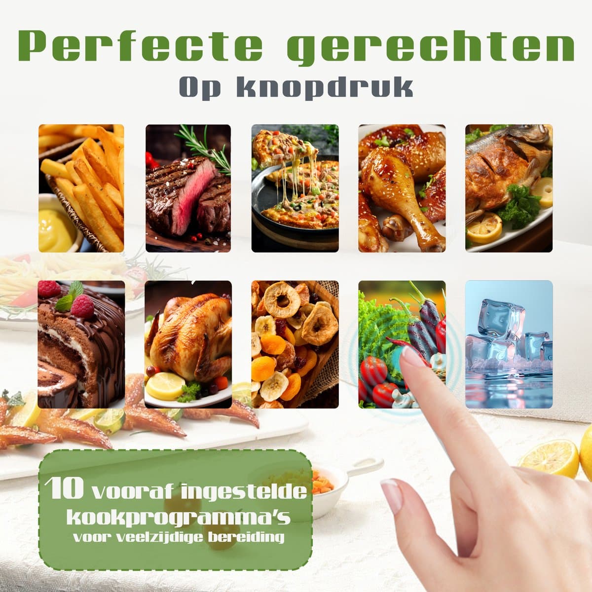 Dubbele Airfryer 901A XXL 10L - Digitale Airfryer 2×5L - 2000W - 10 Programma’s - Smart Finish & Match Cook - 80–200°C Instelbaar - Makkelijk te Reinigen – Capaciteit voor 5 Personen thumbnail 7
