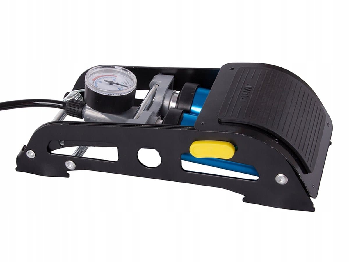 Dubbele Voetpomp met Manometer 150 PSI / 10 Bar – 2-Cilinder Fietspomp voor Auto, Motor, Fiets, Ballen en Luchtbedden – Inclusief 3 Opzetstukken – handmatige luchtpomp – auto accessoires – fiets accessoires – pomp met drukmeter – reispomp – 52656 thumbnail 3