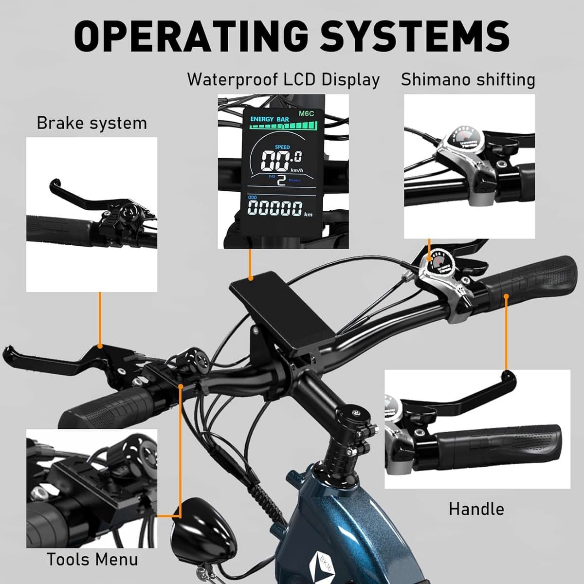 Hitway Elektrische Fiets BK16 - Trendy 26*3.0 Inch City Commuter EBike met Afneembare 48V 18Ah Lithium Batterij - Mountain E-Bike met 250W Motor - 7 Versnellingen - IP54 Waterdicht thumbnail 7