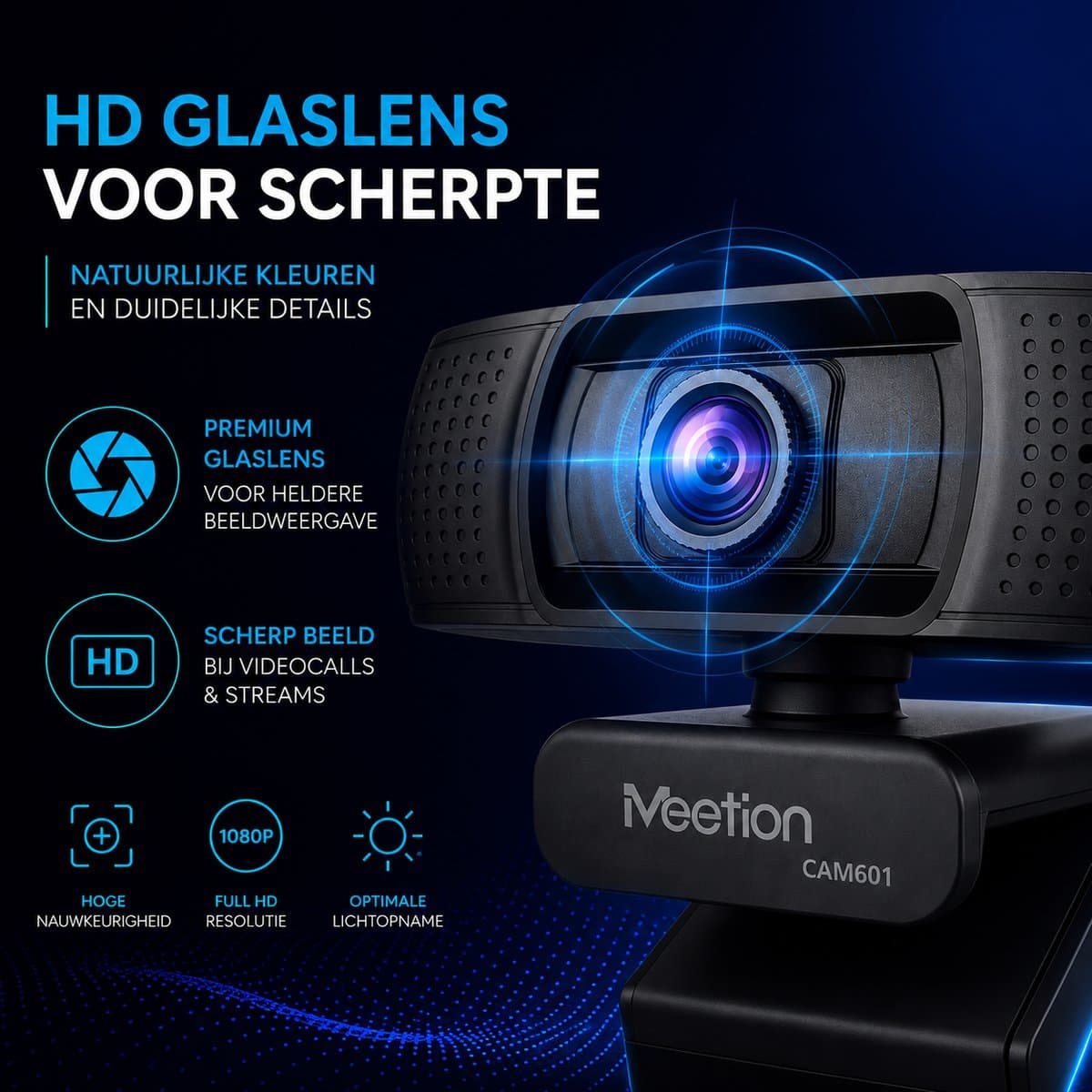 Meetion CAM601 - Webcam - Full HD 1080P - Verstelbare Focus - Clip-on Design - Universele Bevestiging - Zwart thumbnail 6
