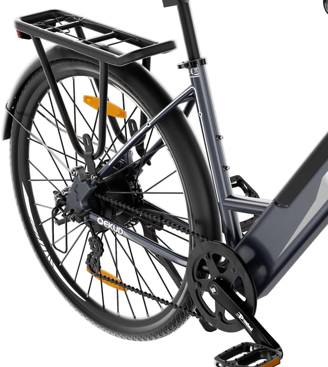 Qekud Elektrische Fiets - E-bike - 26 inch - 250W Motor -36V 13Ah Accu - 100km - 7 Versnellingen - met app - grijs thumbnail 2