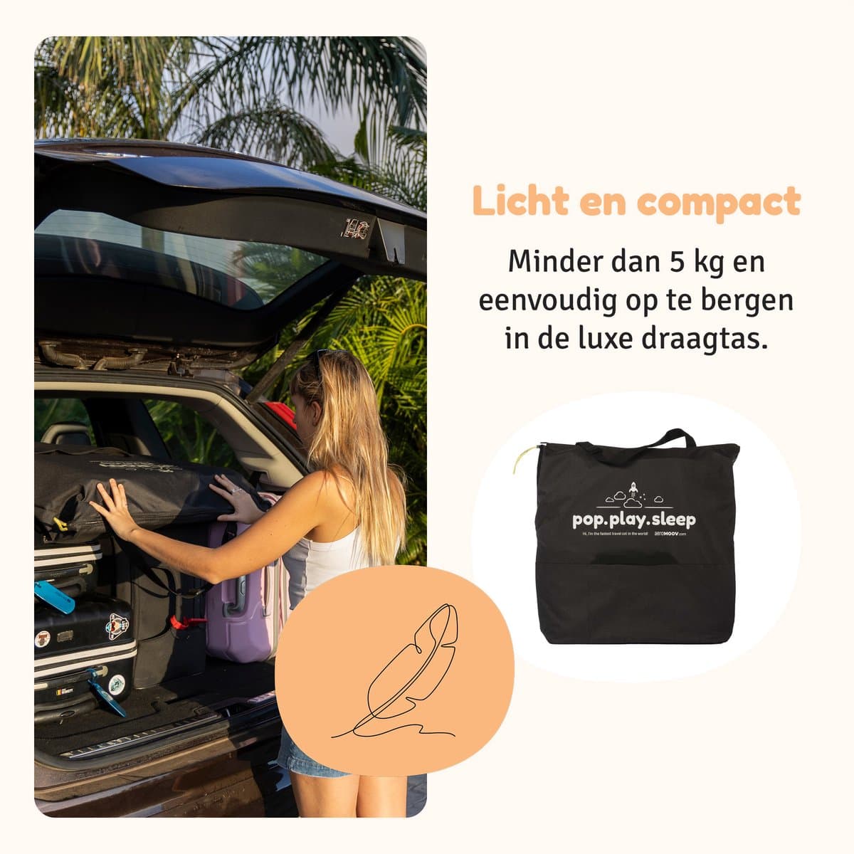 AeroMoov Campingbedje / Reisbedje met matras - voor baby én peuter - met bodemverhoger - Opgezet in 2s - Green Moss thumbnail 5