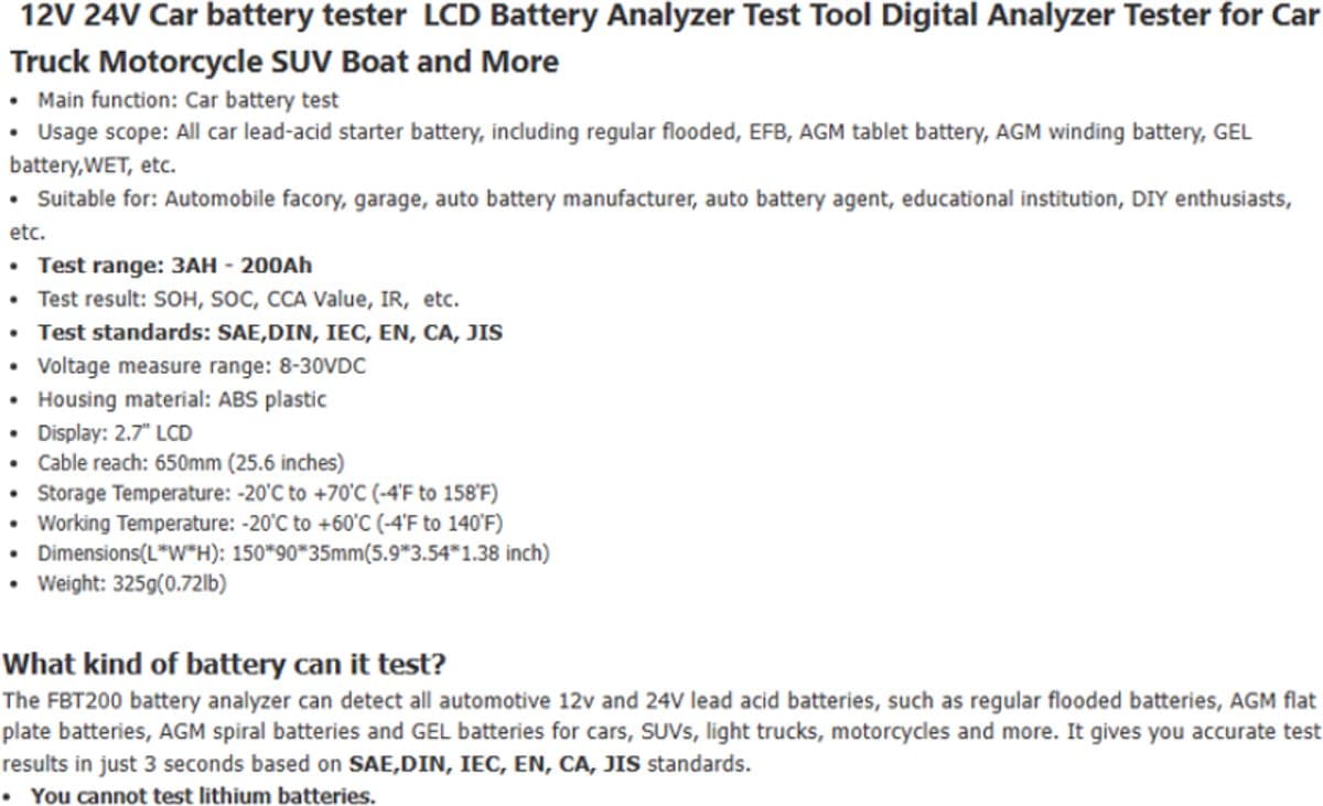 Scanner Batterijtester 12V/24V - Snelle accu diagnose thumbnail 4