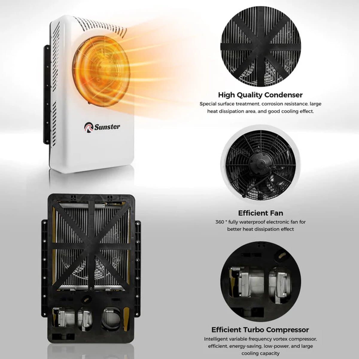 Airconditioner - Air conditioning - 10000 BTU - 150-500m³/u - 1-3KW - 24V Efficiënte Koeling, Met Afstandsbediening, voor RV, camper, Vrachtwagens, Boten thumbnail 6