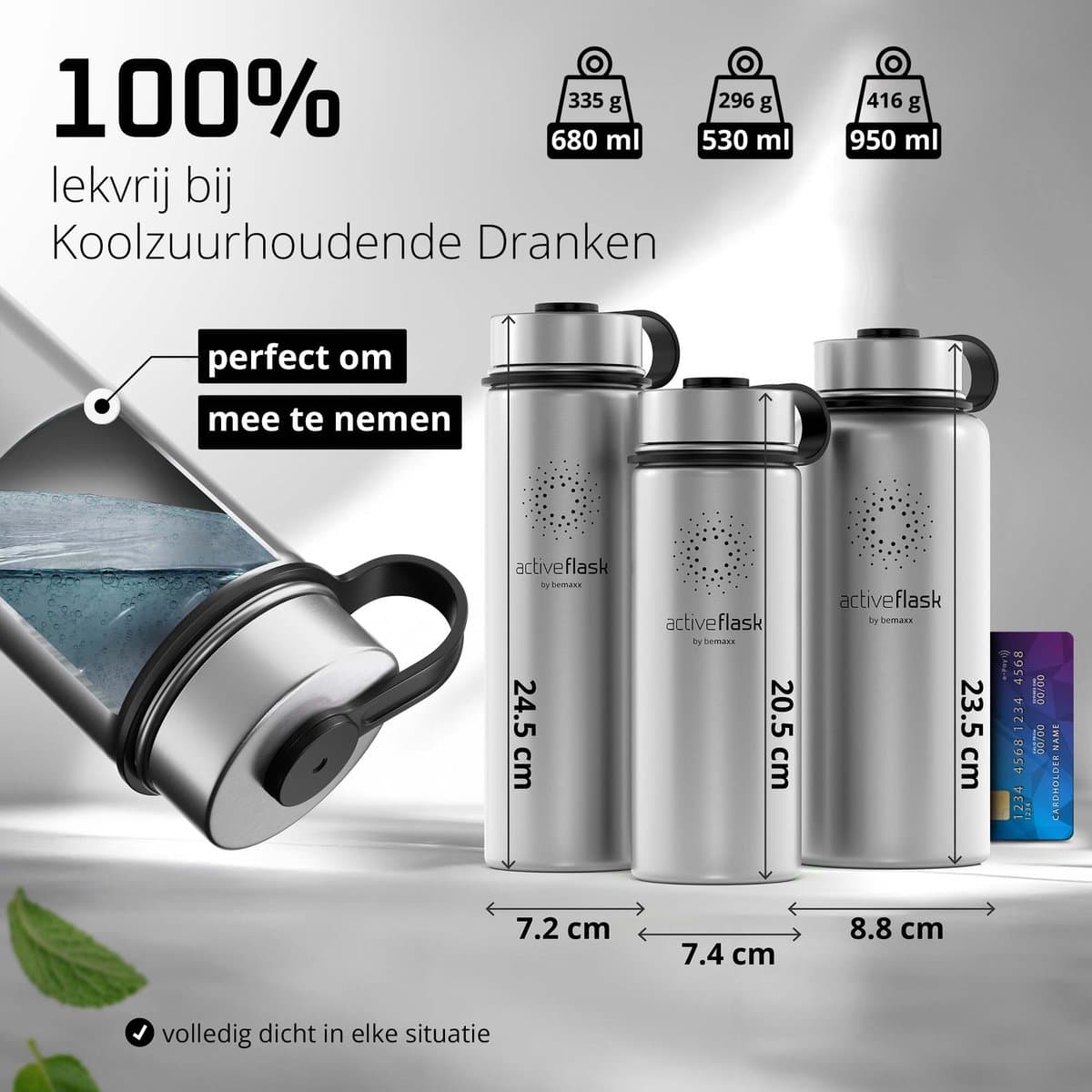 bemaxx Drinkfles met Rietje RVS Thermosfles ACTIVE FLASK (3 Drinkdoppen met Infuser), Volwassenen Kinderen, BPA-Vrij + Lekvrij | 1 Liter/500 ml Isoleerfles, Vacuüm Waterfles Sport Fitness Fietsen Water Fles Waterbidon Sportbidon thumbnail 2