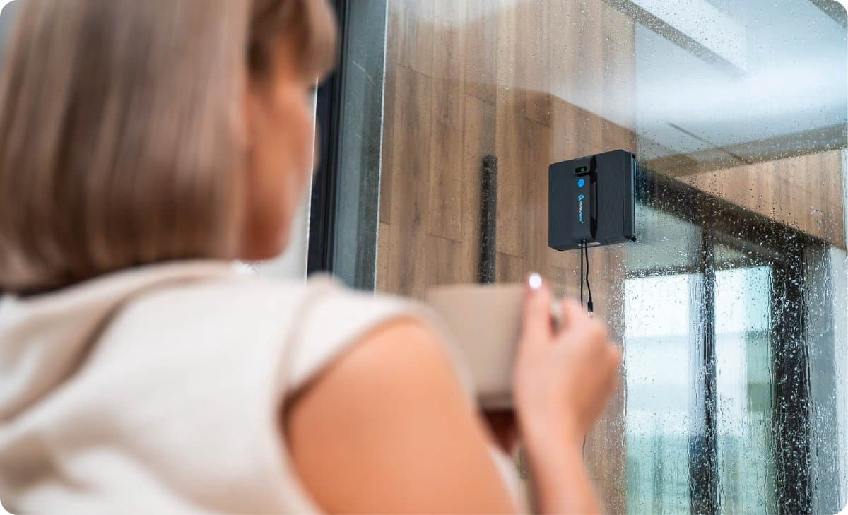 ROBOWAY® Robot raamwisser | RW-5 | Raamrobot | Automatisch & Slim | Krachtige Zuigkracht 3000Pa | WiFi & Afstandsbediening | Veiligheidstouw | Microvezeldoeken | Intelligente Navigatie | Stil | Voor Alle Glasoppervlakken | Droog & Nat Reiniging | thumbnail 3