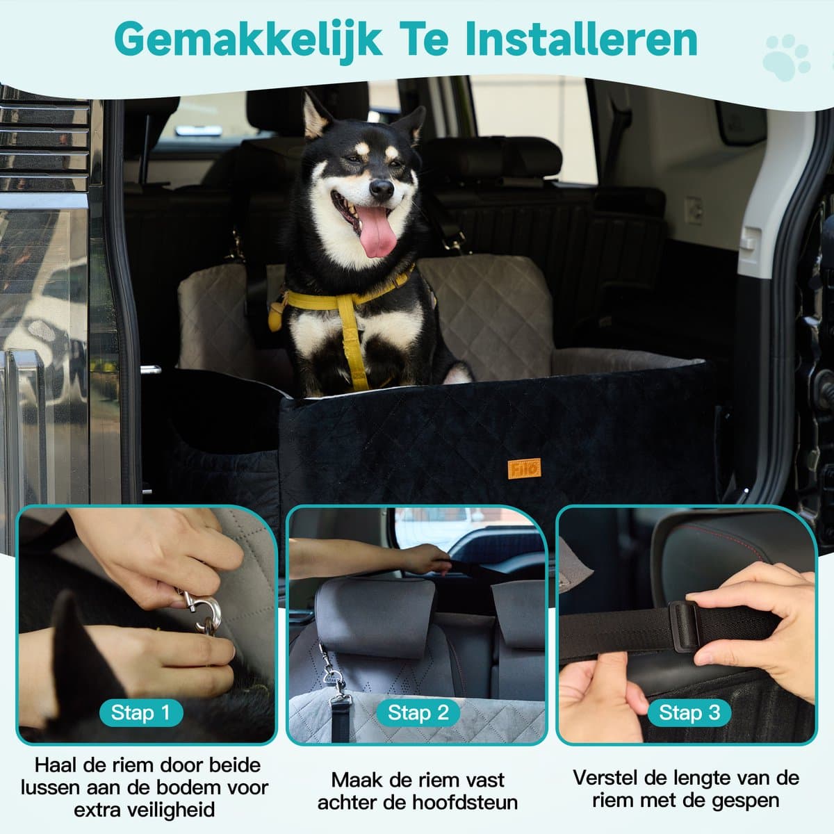 Filo Wasbare Autostoel Hond Groot met Gordel - Honden Autostoel Achterbank & Kofferbak - Hondenmand Auto - Automand Honden - Hondenstoel thumbnail 7