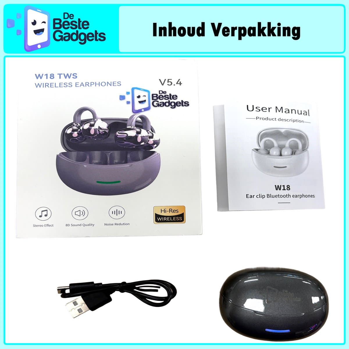De Beste Gadgets OpenClip W18 - Draadloze sportoordopjes met oorclip thumbnail 6