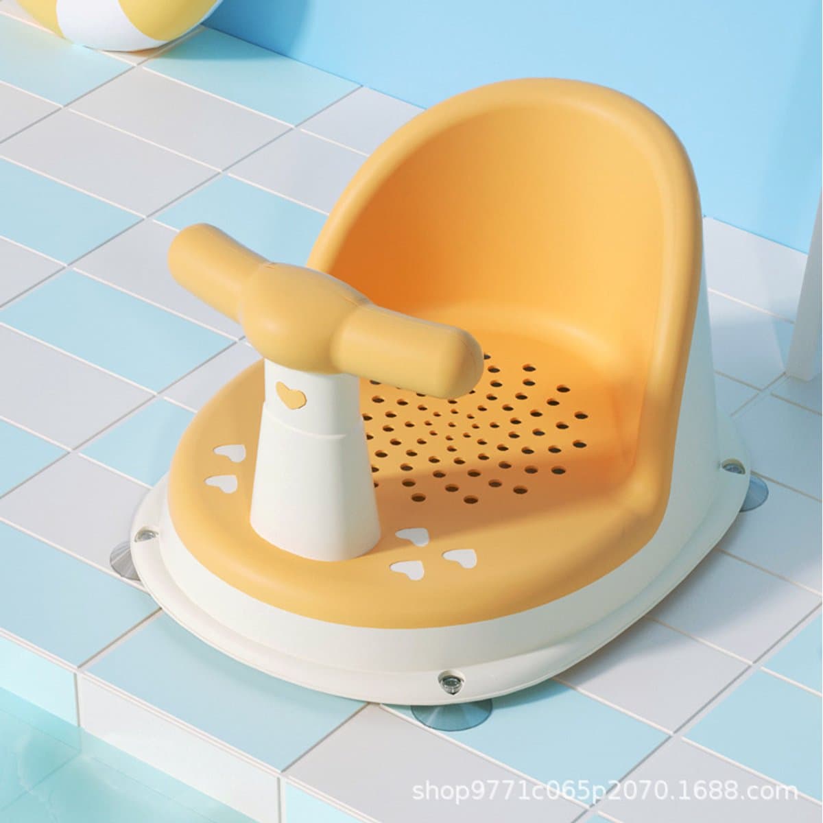 Kinder Douche Stoeltje Comfort - Draagbare Douchezit voor Baby's en Peuters - Geel - Veilig & Gemakkelijk in Gebruik - Ideaal voor Groei - afbeelding 1