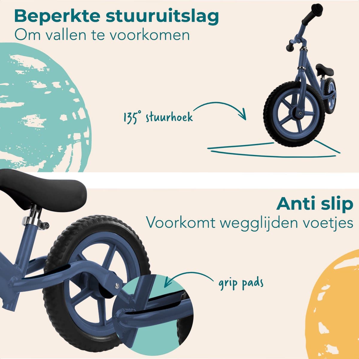 LifeGoods Loopfiets - Speelgoed 2 jaar en ouder - Jongens en Meisjes - Balance Bike - Loopfietsje - Marineblauw thumbnail 7