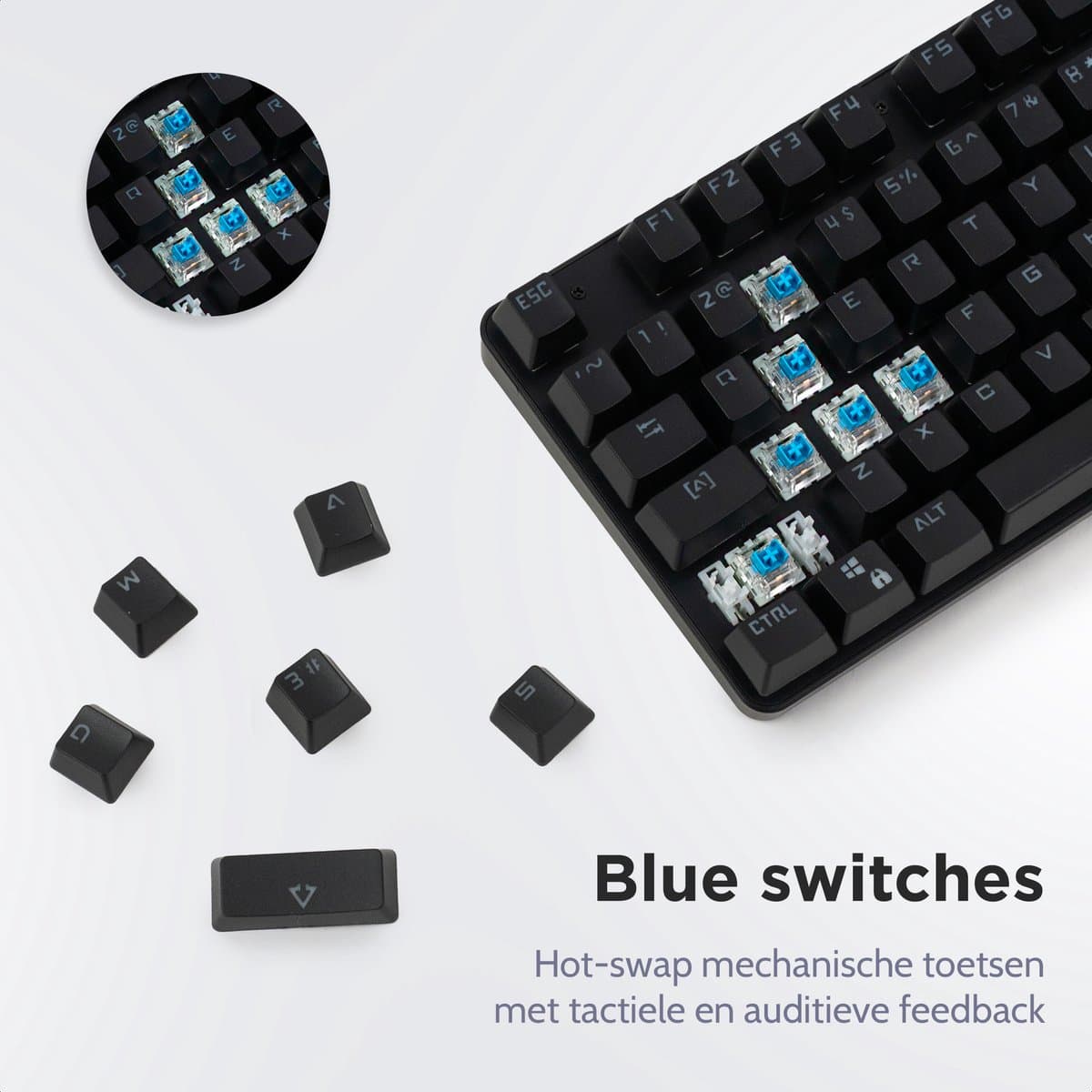 getcetera Mechanisch Gaming Toetsenbord - 104 Toetsen - Blue Switches - RGB - QWERTY - USB-C Bedraad - Zwart thumbnail 6