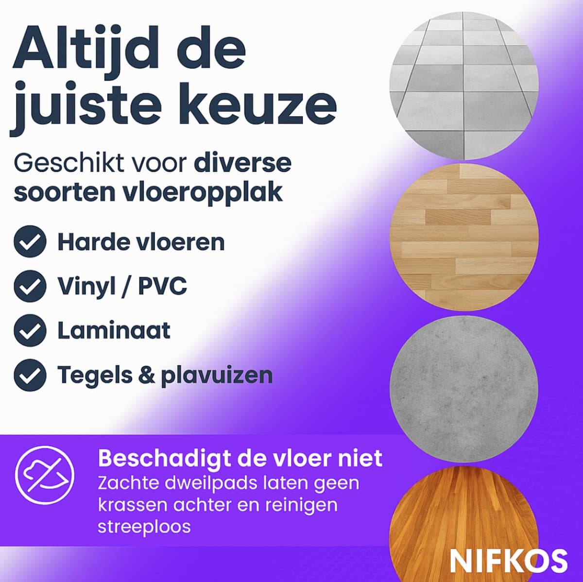 Nifkos Mop Dweil voor Dyson - V10 SLIM & V11 SLIM & V12 SLIM - Nat & Droog - Inclusief 4 Extra Dweilmops thumbnail 2