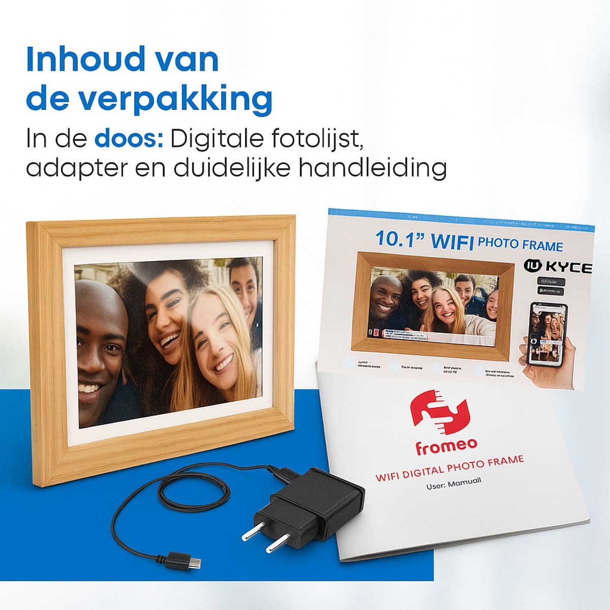 Digitale Fotolijst met Wifi en Frameo App - 10.1 inch - Fotokader - HD + Display - IPS Touchscreen - 16GB - Wooden thumbnail 8