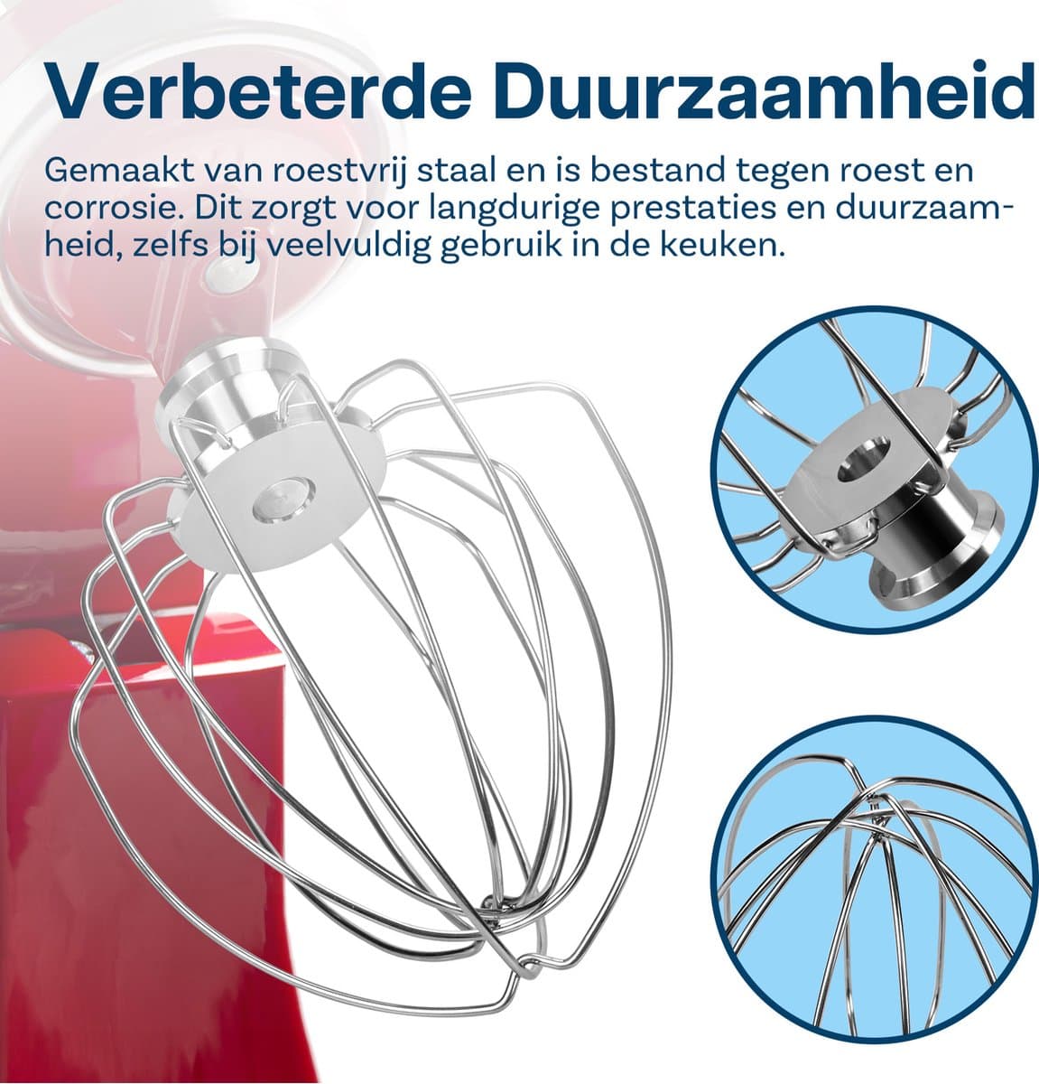 K45WW 6-Draads Garde voor KitchenAid 4.5-5 Quart Tilt-Head Stand Mixers Artisan & Classic Series van MMOBIEL - Roestvrijstalen Opzetstuk Eierklopper - Taart Mayonaise Garde - Vaatwasmachinebestendig thumbnail 4