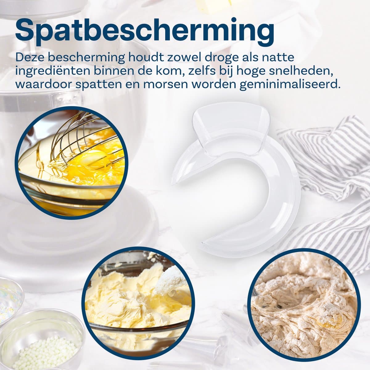 Spatbescherming voor KitchenAid 5 Quart Tilt-Head Stand Mixers Artisan Series van MMOBIEL – Vulopening & Beschermt tegen Spatten - Spatbescherming voor Roestvrij Stalen, Glazen & Keramische Mengkommen thumbnail 4
