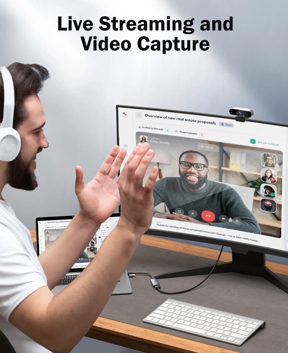 Lemorele AC05 – Video Capture Card – 1080P@60Hz – HDMI naar USB – USB-A & USB-C – Plug & Play – Aluminium Behuizing – Voor OBS/Streaming – Windows/Mac/Linux/Android thumbnail 6