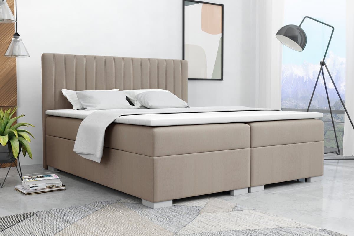 Meuba Home - Elysium Boxspring - Taupe - 180x200 - Stof - Met topper 8cm thumbnail 2