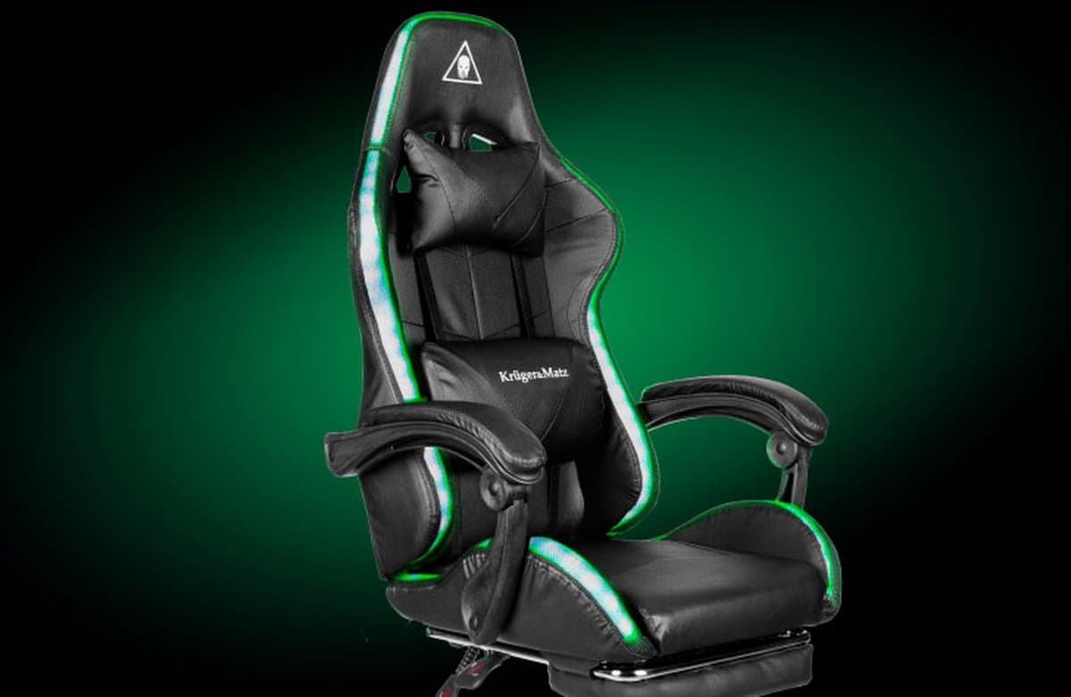 Krüger&Matz KM0790BLED - GX-150 game stoel met LED verlichting - gaming chair - gamingstoel - RGB - zwart thumbnail 3