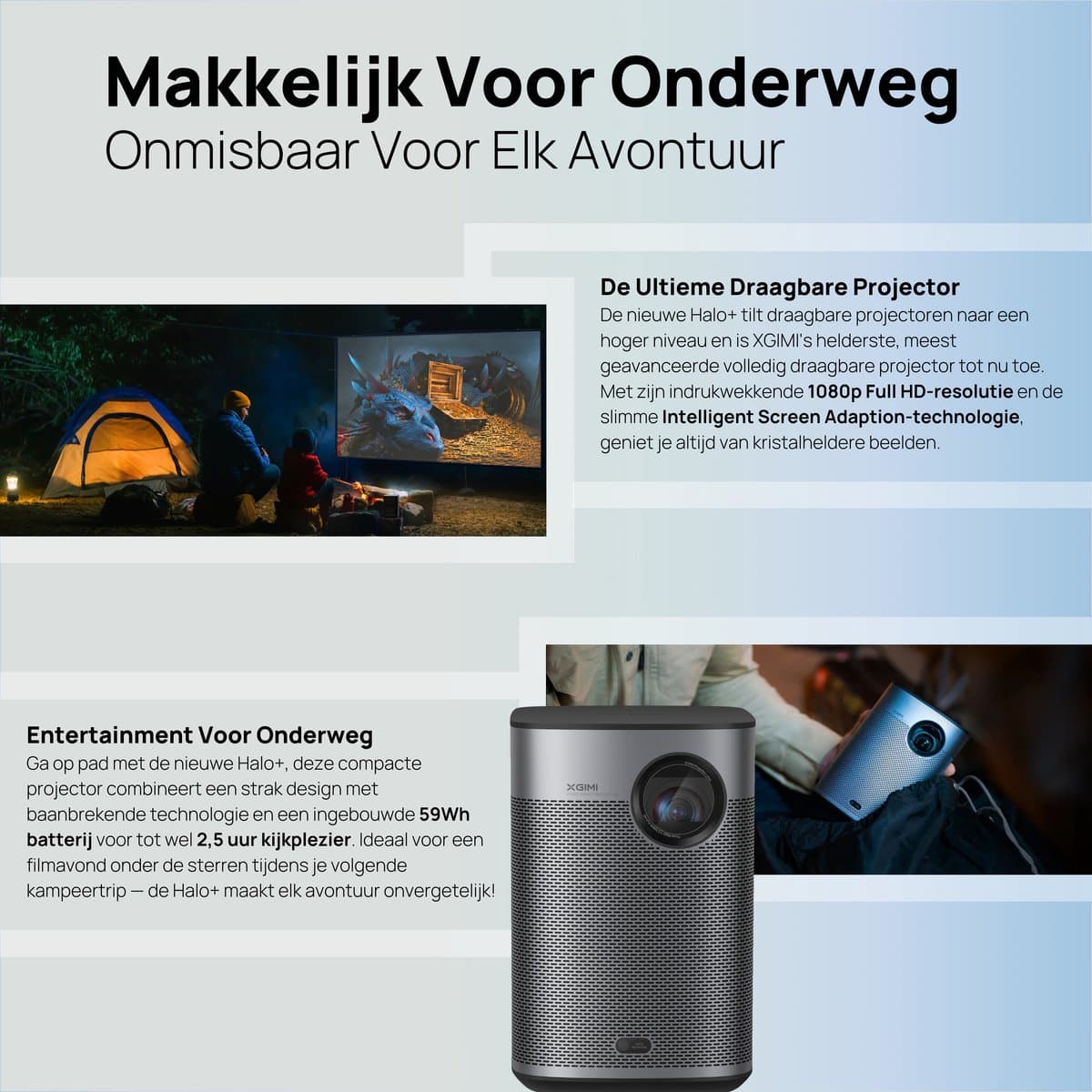 XGIMI Halo+ (GTV) - Draagbare Smart-projector - Beamer - Google TV Ref + 3.0 - Harman/Kardon 2 x 5W luidsprekers - Chromecast - 700 ISO Lumen - Dolby Audio - Bluetooth 5.1 - DTS-HD thumbnail 8