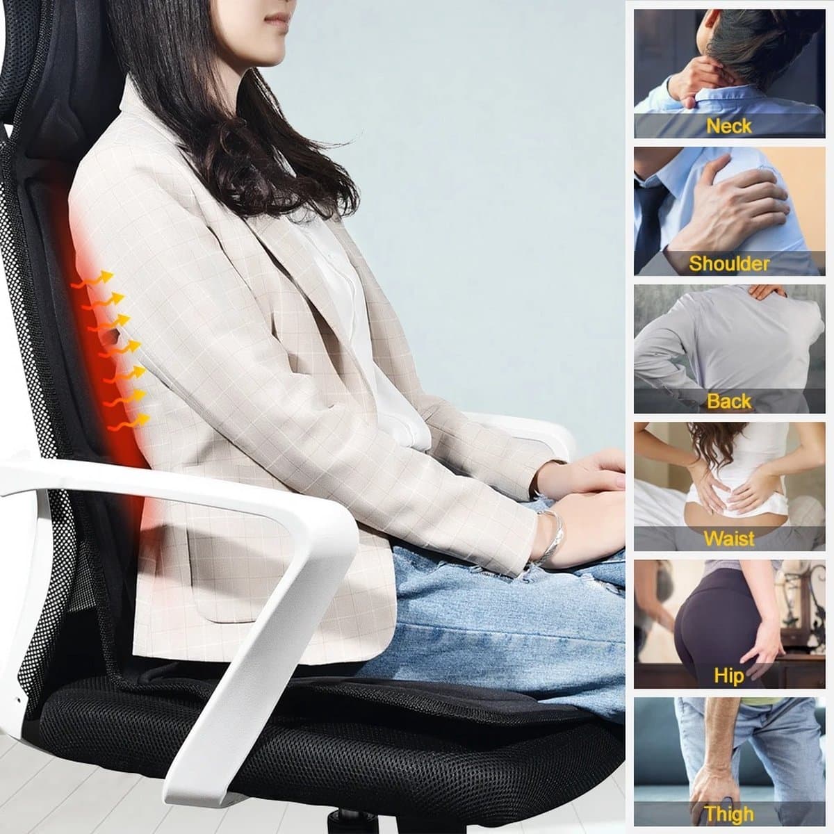 Stoelmassage Apparaat - Rugmassage Apparaat - Rugmassage Stoel - Infrarood Verwarming - Massage - Pijnbestrijding thumbnail 2