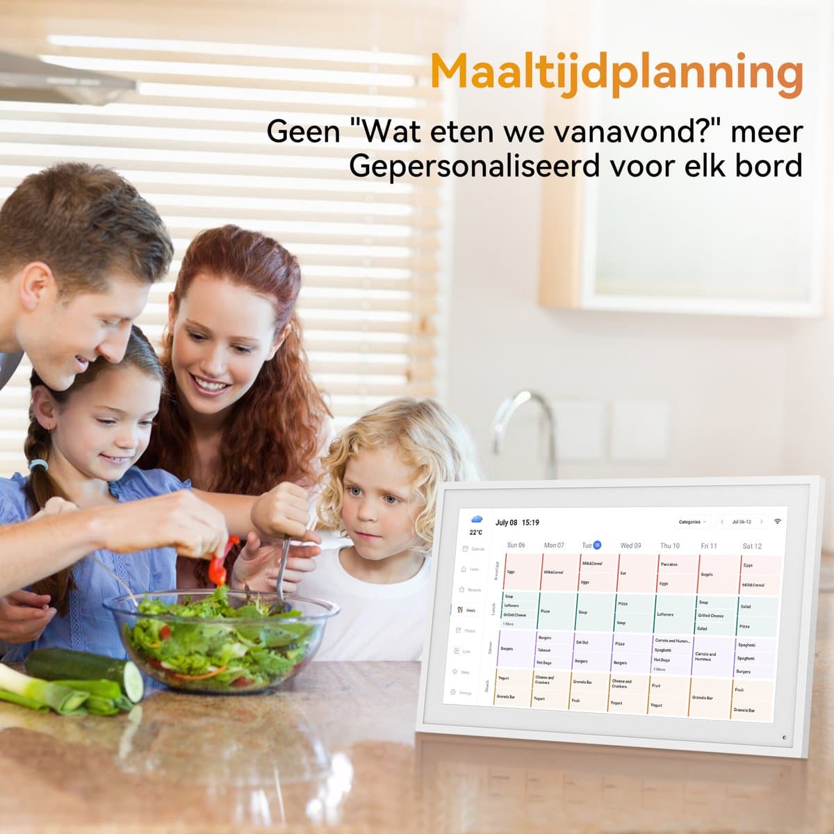 Blackview TABWEE P15 Digitale Fotolijst met WIFI en Takenlijst - 15,6'' Touchscreen Wandplaner, Gezinsplanner, Maaltijdplanner, Afsprakenplanner, Klok voor Ouderen met Dementie, Weekplanner, Maandplanner Digitale Kalender thumbnail 3