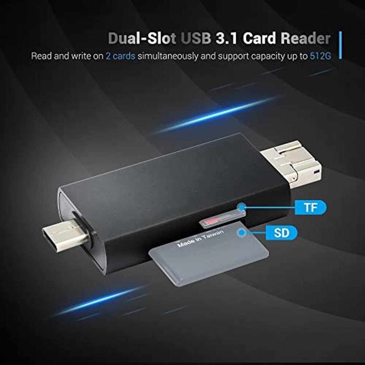 3-in-1 USB 3.1 Geheugenkaartlezer voor SD, microSD en MMC - Snelle Gegevensoverdracht thumbnail 6