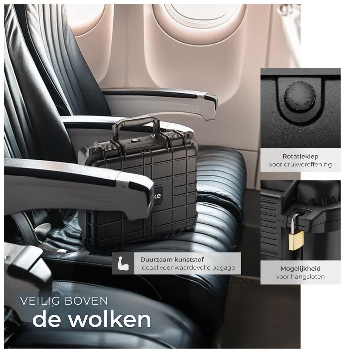tectake® Universele Koffer - Transportkoffer - Camerakoffer - Blokschuim - Waterdichte afsluitbare box voor foto's - Hardcase, opbergbox - Gereedschapskoffer - afm. 35 x 34 x 15,5 cm thumbnail 3