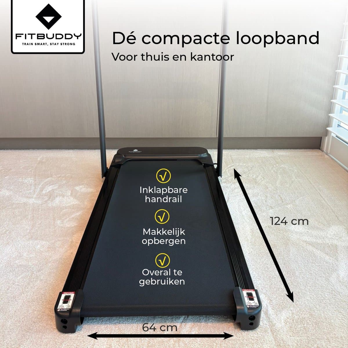 Fitbuddy XM-U1 Loopband voor Thuisgebruik – Compacte Walking Treadmill met Handmatig Verstelbare 10% Helling, LED Display & Afstandsbediening thumbnail 5