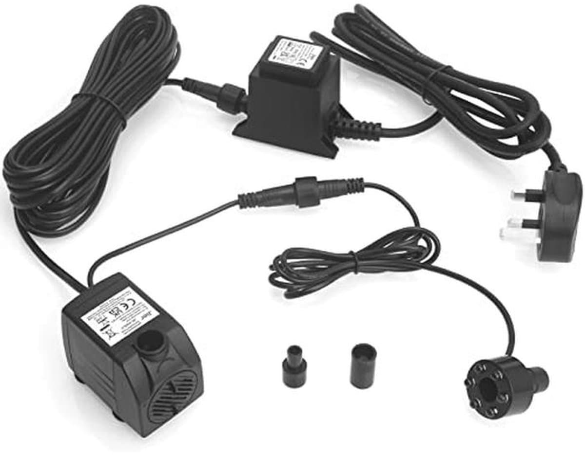 Dompelpomp 12V AC 600L/H met LED-lichtring voor vijver, aquarium en fontein