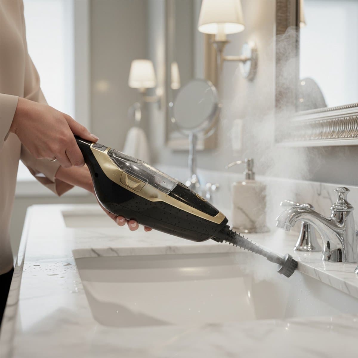 AG Stoomreiniger – 10-in-1 Steam Cleaner – Handstomer – Kledingstomer – Handstoomreiniger – Dieptereiniging voor Vloeren, Badkamer, Tegels, Ramen & Textiel – Vlekkenreiniger – 1500W – 115°C – Inclusief 13 Accessoires – Black Gold Edition thumbnail 3