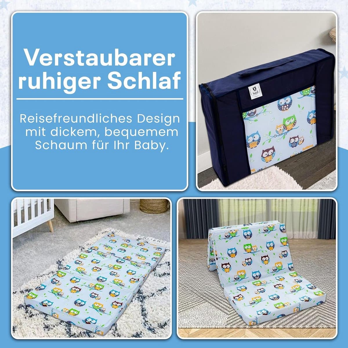 Reiswieg Matras 120x60x6 cm met Transporttas - Kinderen Slaapmatras thumbnail 2