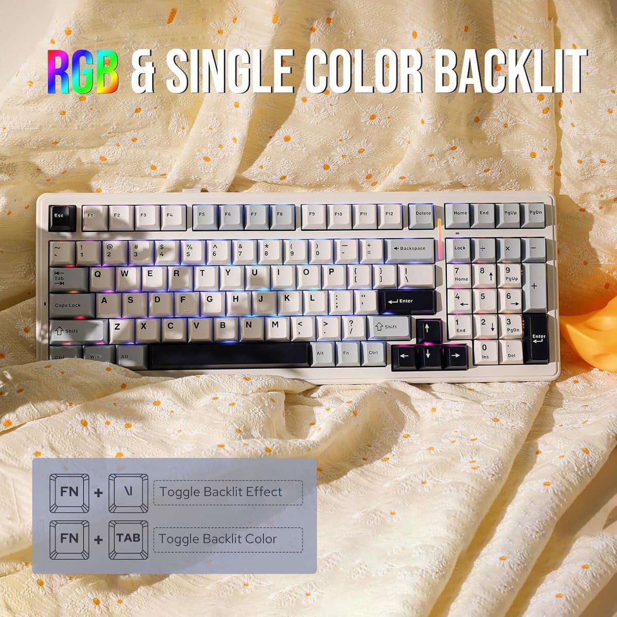 EPOMAKER x AULA F99 - Wit/Blauw - Mechanisch Draadloos Toetsenbord - RGB - 100% - QWERTY - Gaming Keyboard - Leobog Reaper Switch thumbnail 5