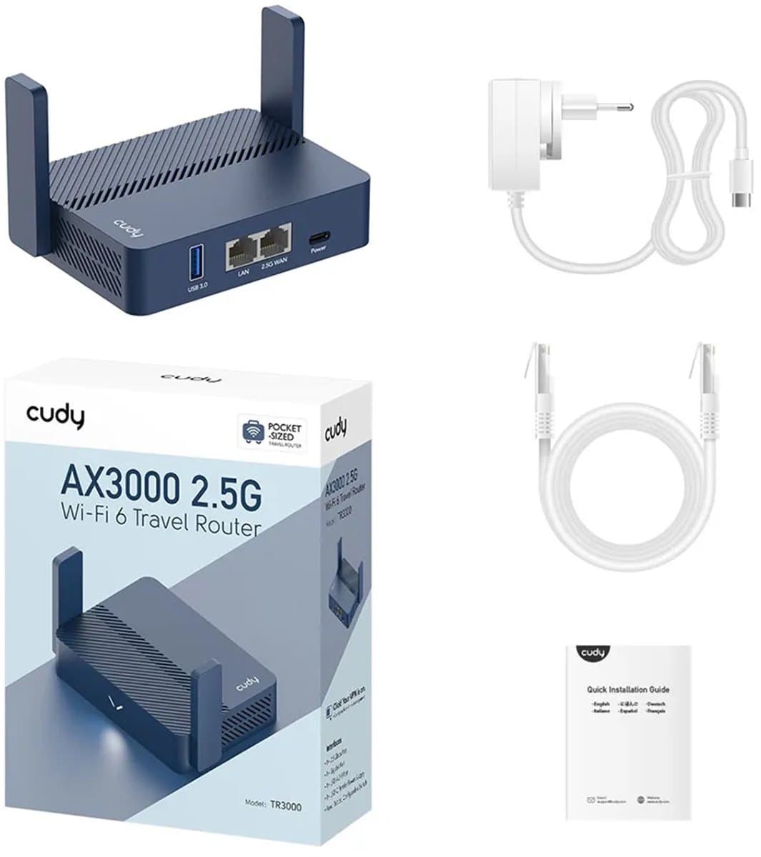 Cudy TR3000 AX3000 Mini VPN Router – Wi-Fi 6, 2.5GbE, compact thumbnail 4
