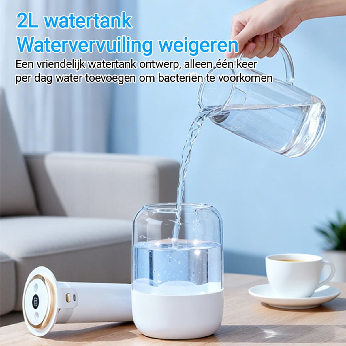Luchtbevochtiger met aromatherapie-Air Humidifier-Stille luchtbevochtiger voor Woonkamer, Kantoor, Babykamer, Slaapkamer-Aromatherapie-LED Sfeerverlichting-2L-40m2 thumbnail 5