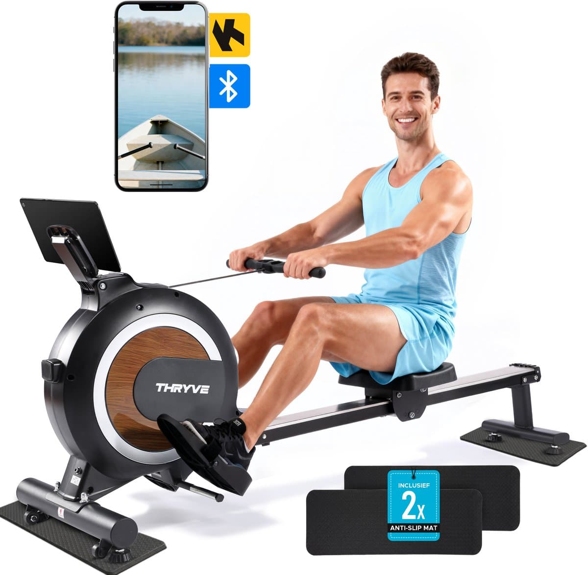 Thryve Roeitrainer Pro - 32 niveaus met Bluetooth app