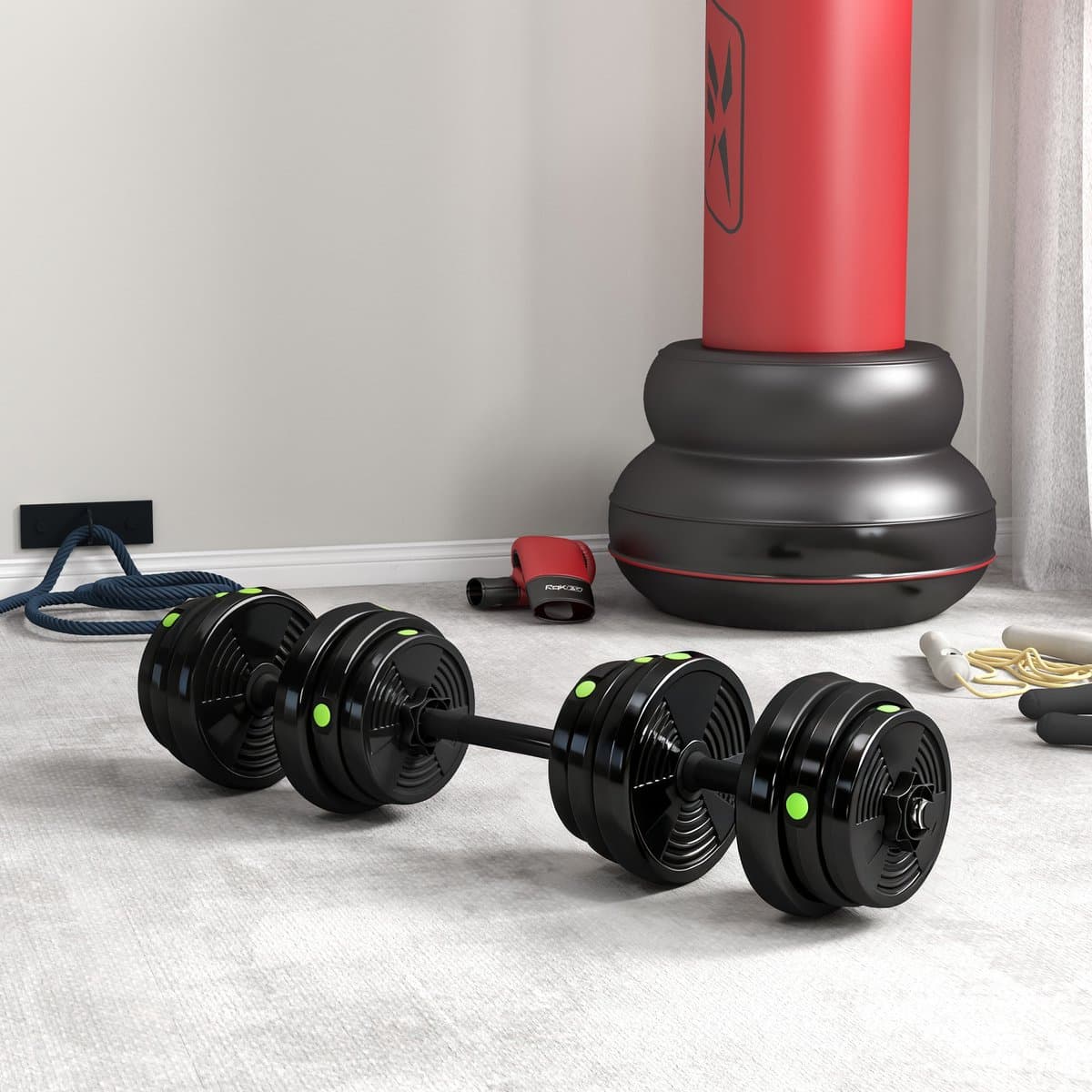 SPORTNOW 25kg 2-in-1 halter set met verstelbare gewichten thumbnail 3
