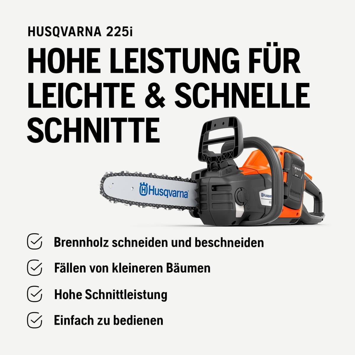Husqvarna 225i - Accu kettingzaag 36cm - Exclusief accu en lader thumbnail 4