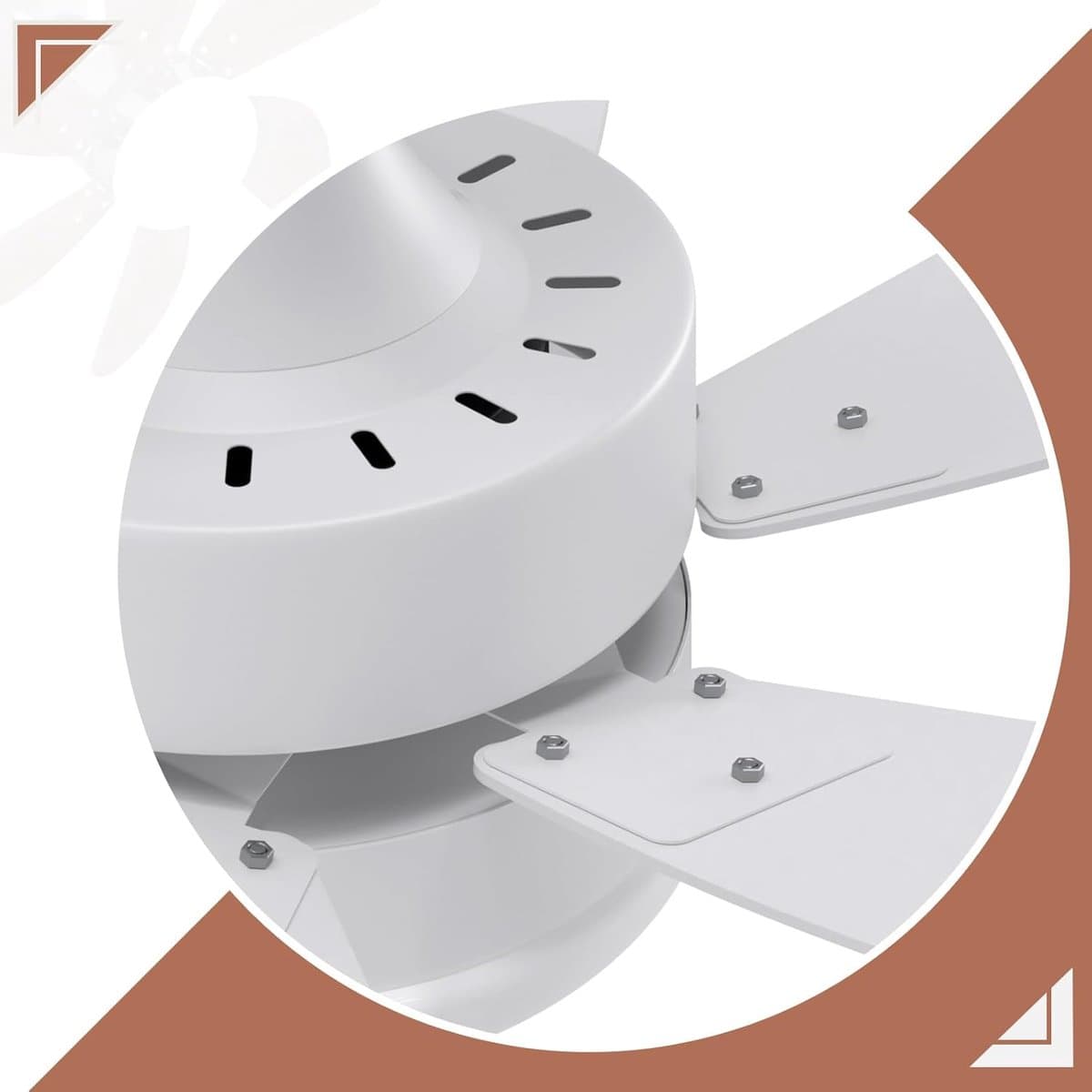 Glitzerlife - Plafond ventilator met verlichting - Ventilator lamp plafond - stille plafondventilator - stil met afstandsbediening en timer - Ø75cm - wit - plafondlampen met ventilator voor woonkamer en slaapkamer thumbnail 3