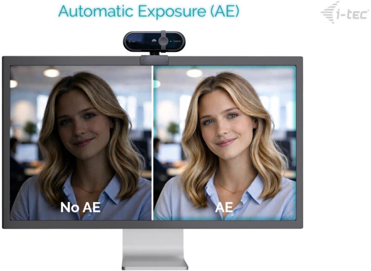 i-tec - Solomon 100 - Webcam - Full HD - Vaste Focus - 1 microfoon - Privacyafdekking - Auto beeldverbetering - Laptop & PC - Plug & Play thumbnail 2