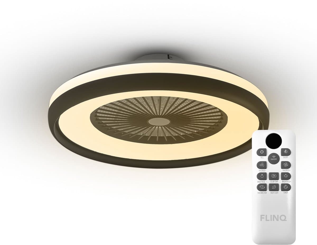 FlinQ LumiFan Ø50 cm Plafondventilator met Verlichting - Ventilator voor aan het Plafond - Ideaal voor op de Slaapkamer - Bestuurbaar met Afstandsbediening thumbnail 7