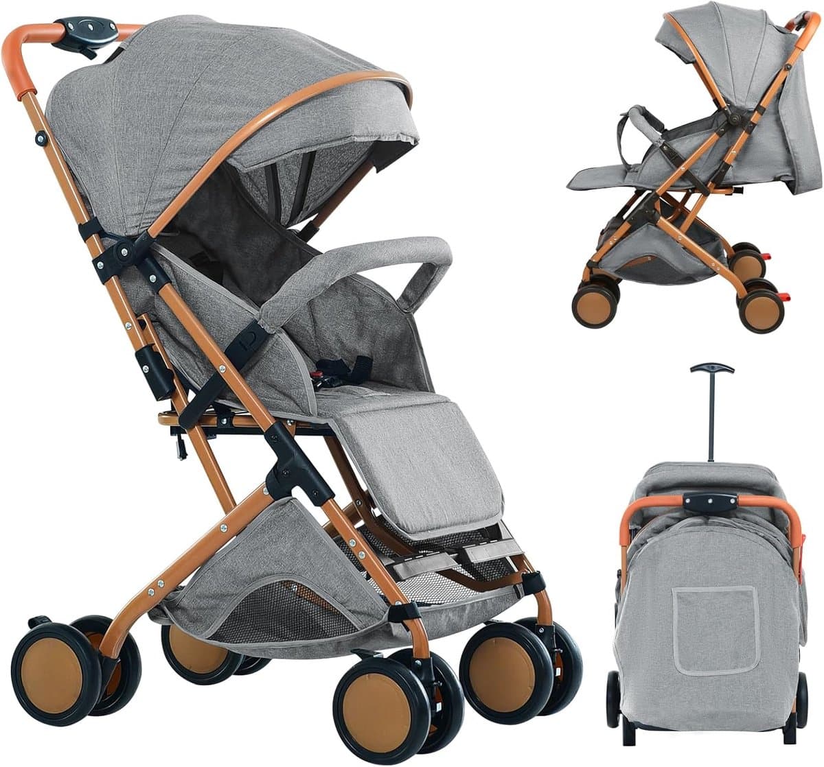 Lichtgewicht reisbuggy - Kinderwagen compact - Veilig reizen - Met één hand inklapbaar - 98 x 71 x 45 cm
