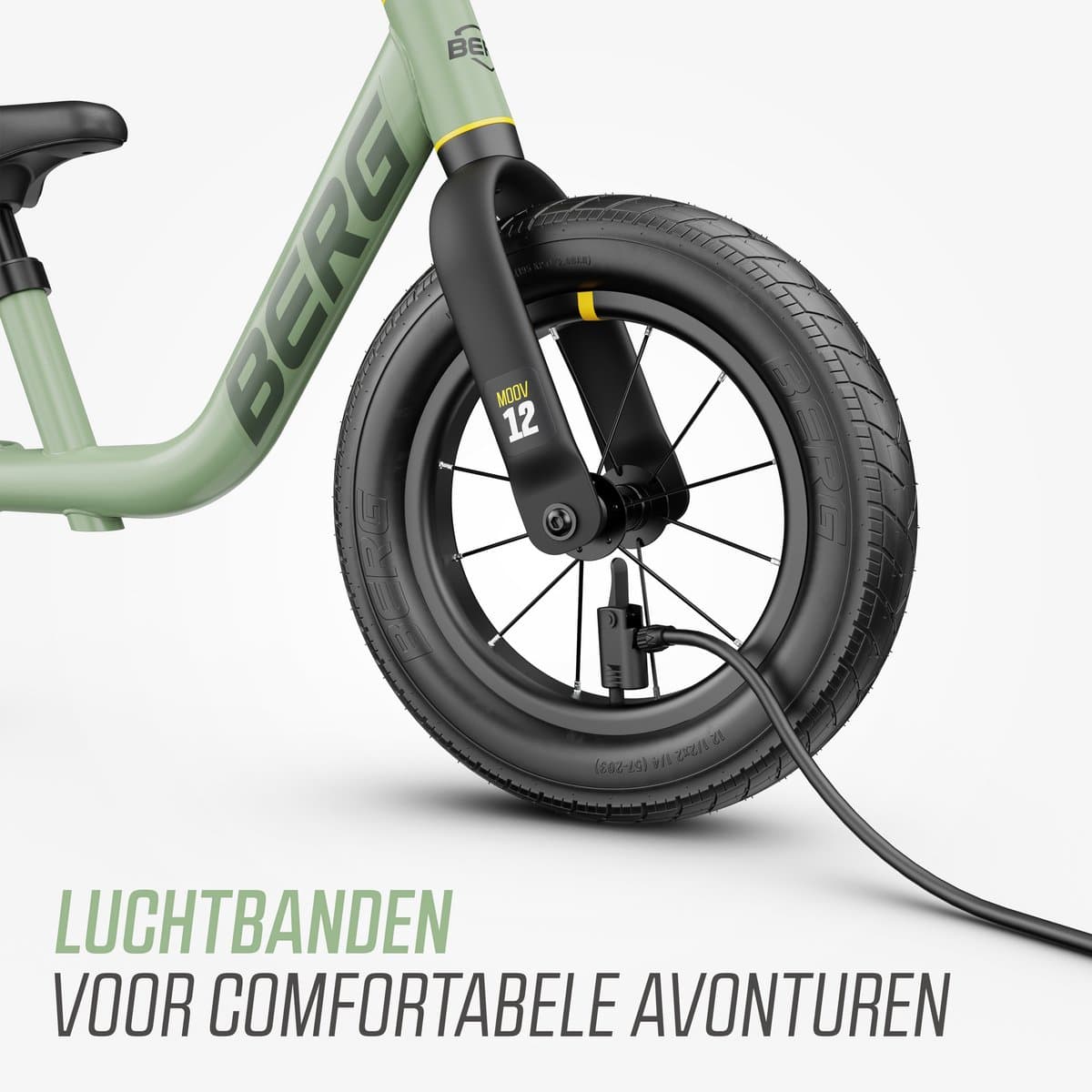 BERG MOOV12 Loopfiets - 2,5+ jaar - 12 inch - Lichtgewicht - Comfortabele luchtbanden - Verstelbaar Stuur en Zadel - Sage Green thumbnail 7