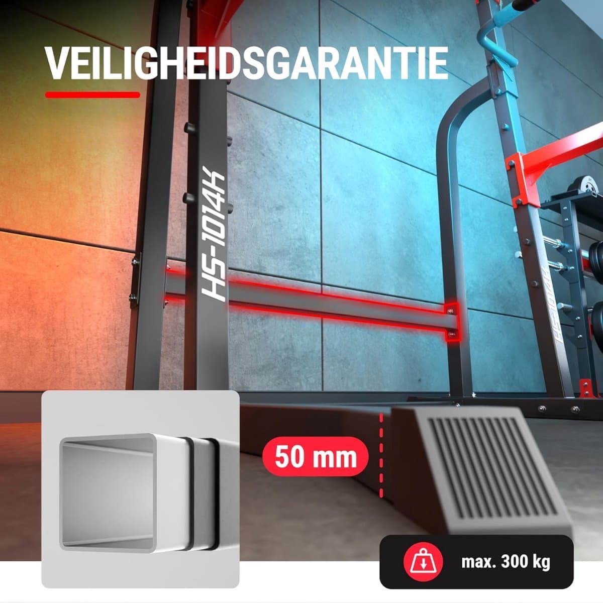 Thuys – Squat Rack – Power Rack – Haltersteunen – Half Rack – 123 x 103 x 217cm – Zwart thumbnail 3
