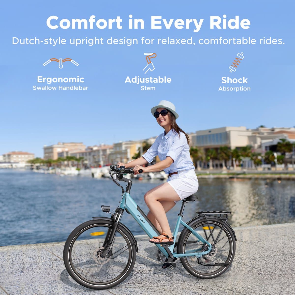 ENGWE P275 SE Elektrische fiets - Actieradius 80km - Verwijderbare batterij 36V13Ah - Motor 250W - Hydraulische schijfremmen - Shimano 7 versnellingen - 27.5 Inch City Commuter EBike - blauw thumbnail 4