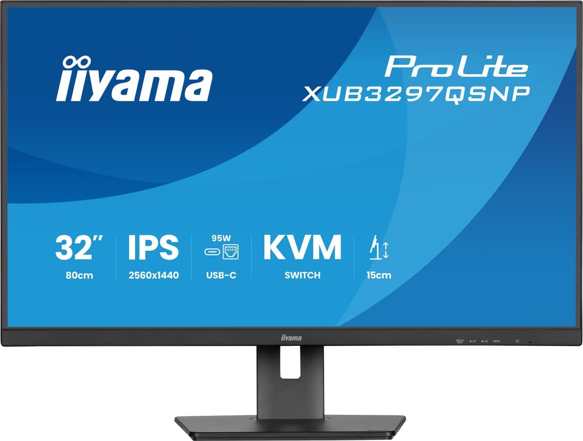 iiyama ProLite XUB3297QSNP-B1 - 32 inch - QHD - IPS - USB-Hub (4x) - Verstelbaar - USB-C Dock - KVM-switch thumbnail 5