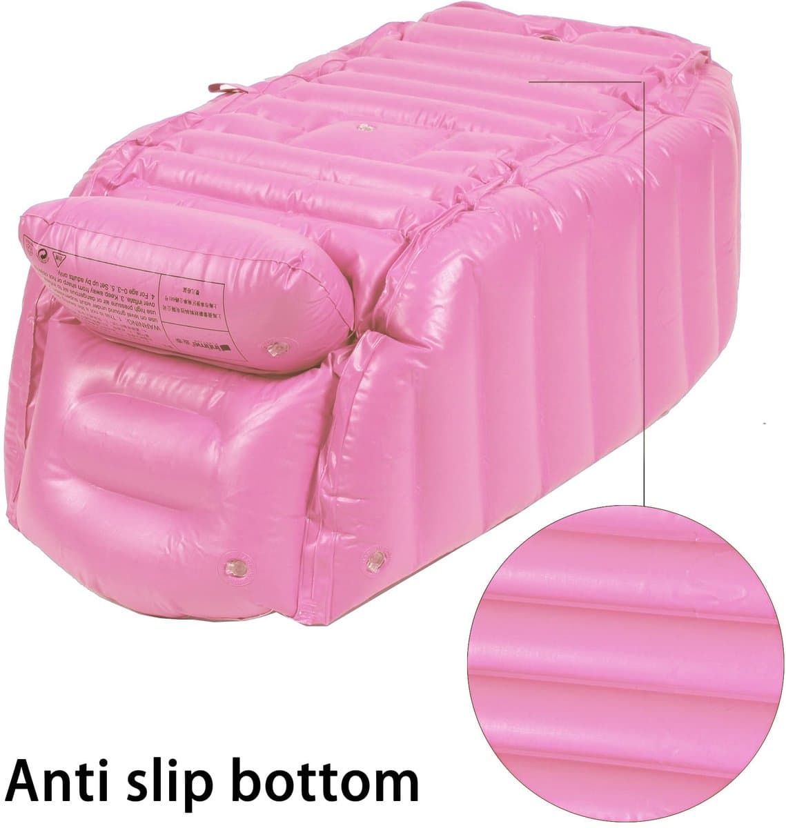 Dailygoods- Opblaasbare Badkuip - Inklapbaar - Zachte Bodem - 45° Rugleuning - Voor Pasgeborenen - PVC Materiaal - Roze Kleur - Babybadkuip thumbnail 6