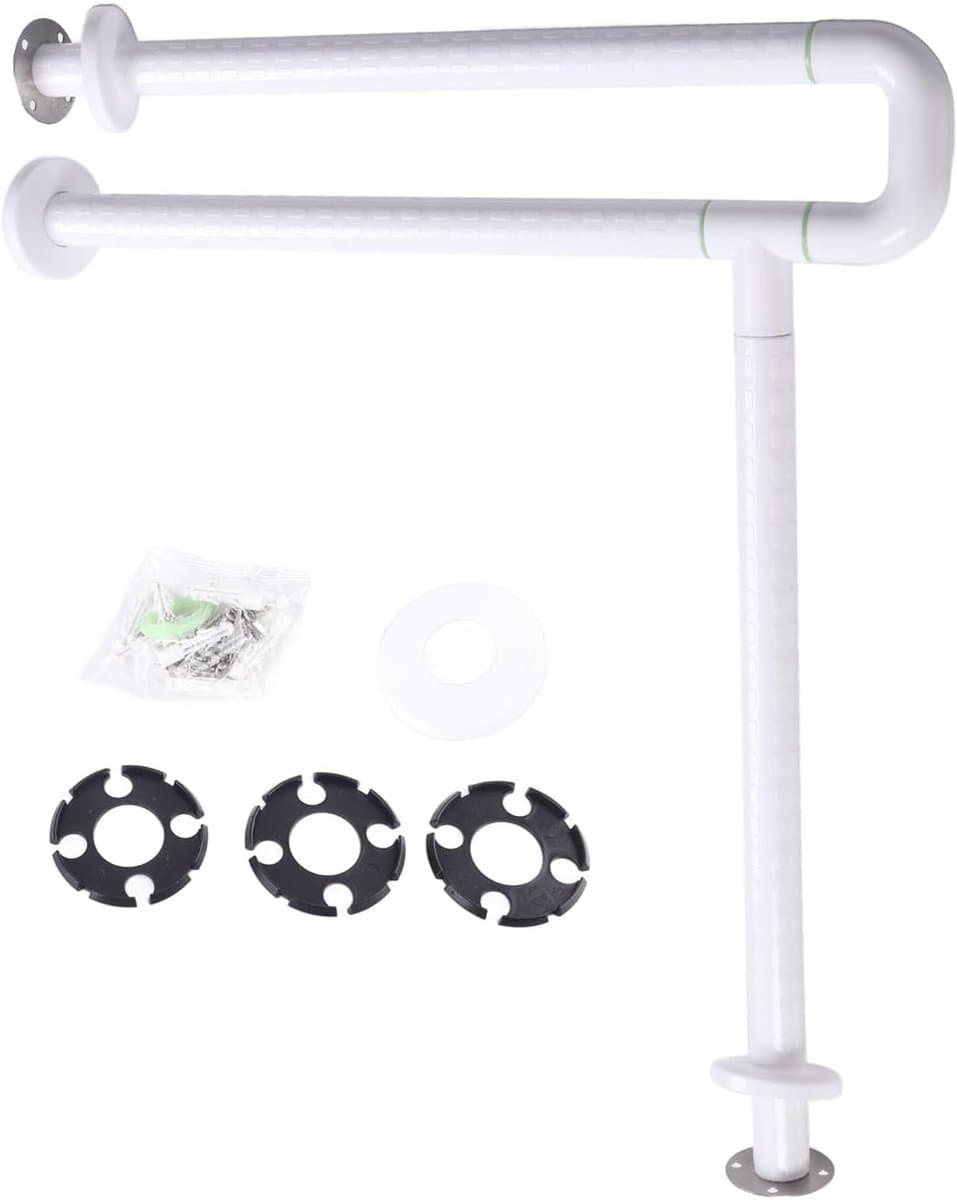 Toiletbeugel - Opklapbare handgreep - Badkamer veiligheid - Met lichtring - 60 cm - Wit thumbnail 6