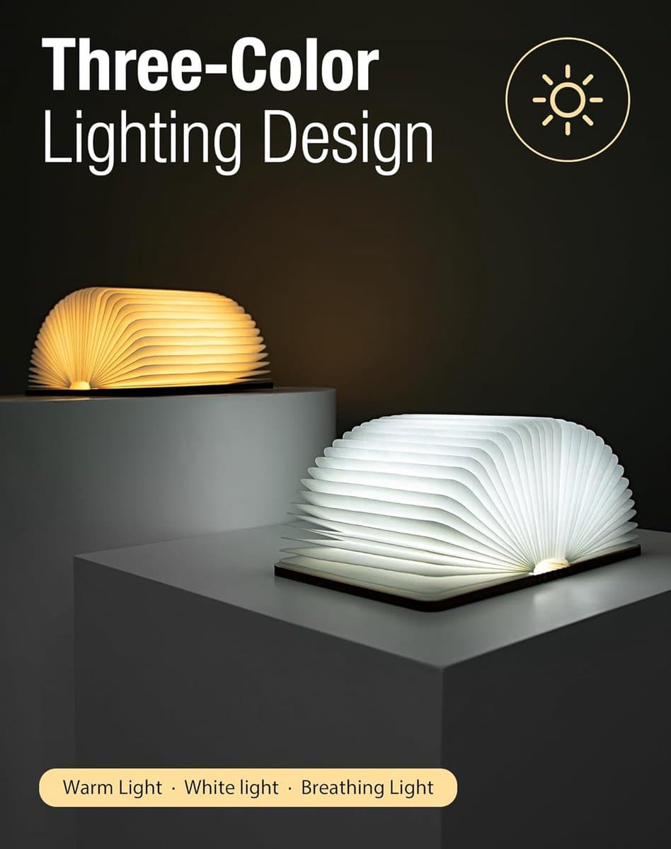 12 Cm Boeklamp Hout - Opvouwbare Boekenlamp - Opvouwbaar Nachtlampje - Sfeerverlichting Binnen - Led-Sfeerverlichting - Magnetische Sfeerverlichting - USB Oplaadbare - Magnetisch - Walnoot - Decoratie Woonkamer thumbnail 8