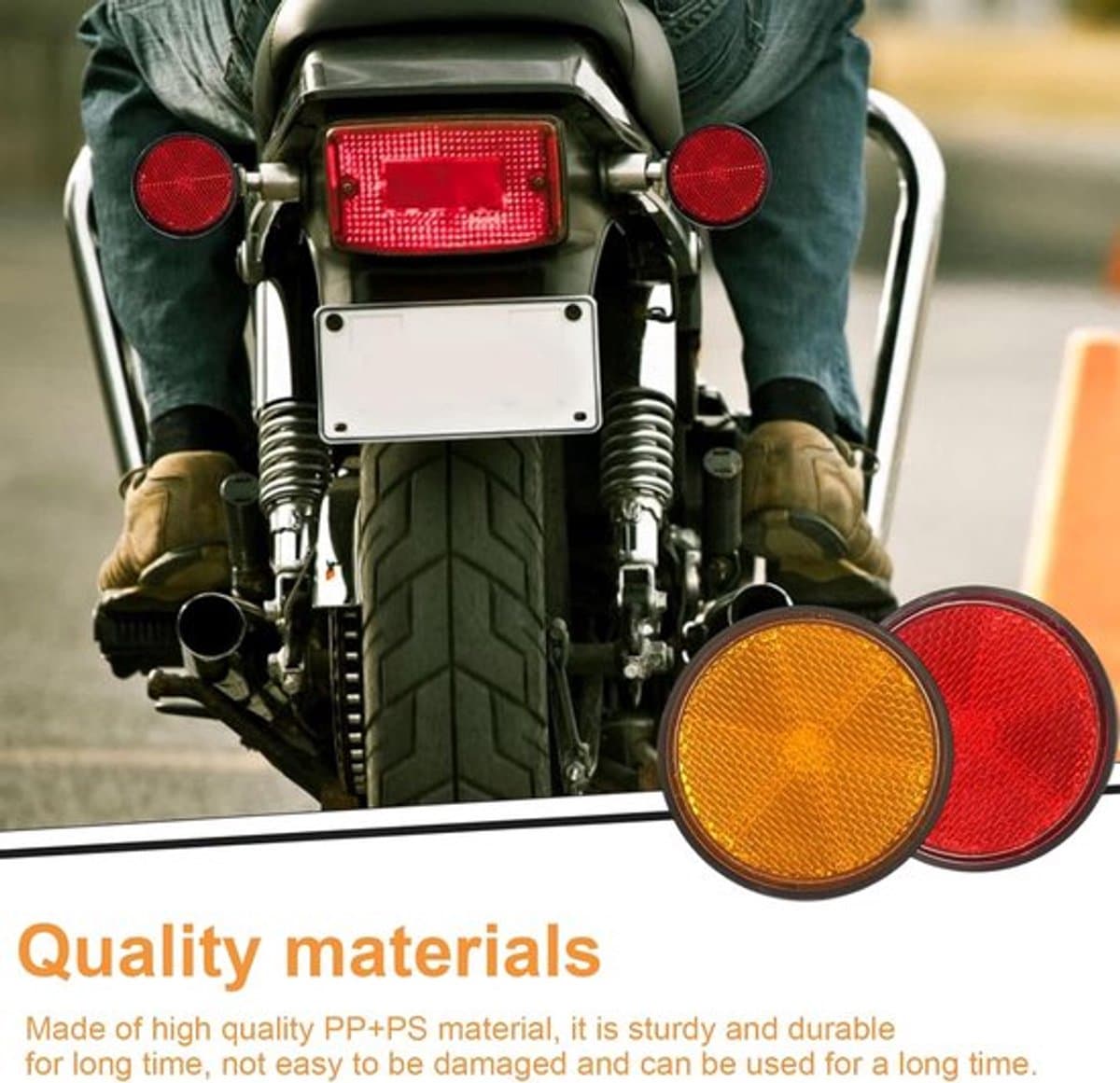 Set van 10 kattenoogreflectoren, 56 mm ronde reflectoren, duurzame fietsreflectoren in kattenoog-stijl, reflectoren met schroefbevestiging, rood en oranje, voor auto's, fietsen en motorfietsen thumbnail 6